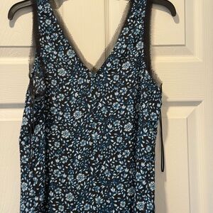 Halogen Floral V-Neck Camisole - Black and Blue